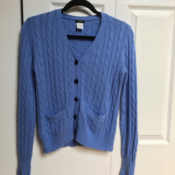 J. Crew Sweaters - J CREW Cambridge Blue Cable Cardigan Sweater Top
